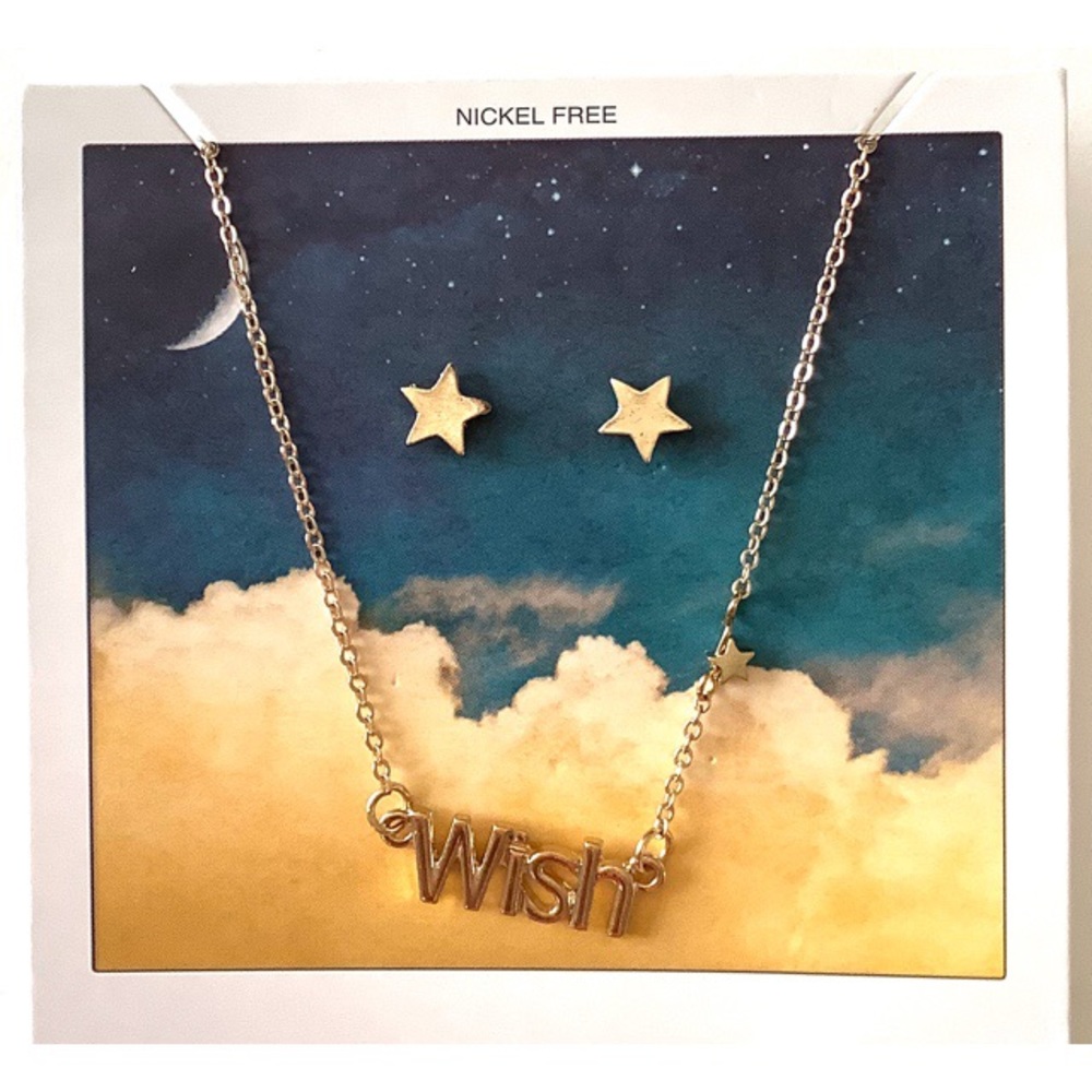 “Wish” necklace and earrings set—free with bundle!